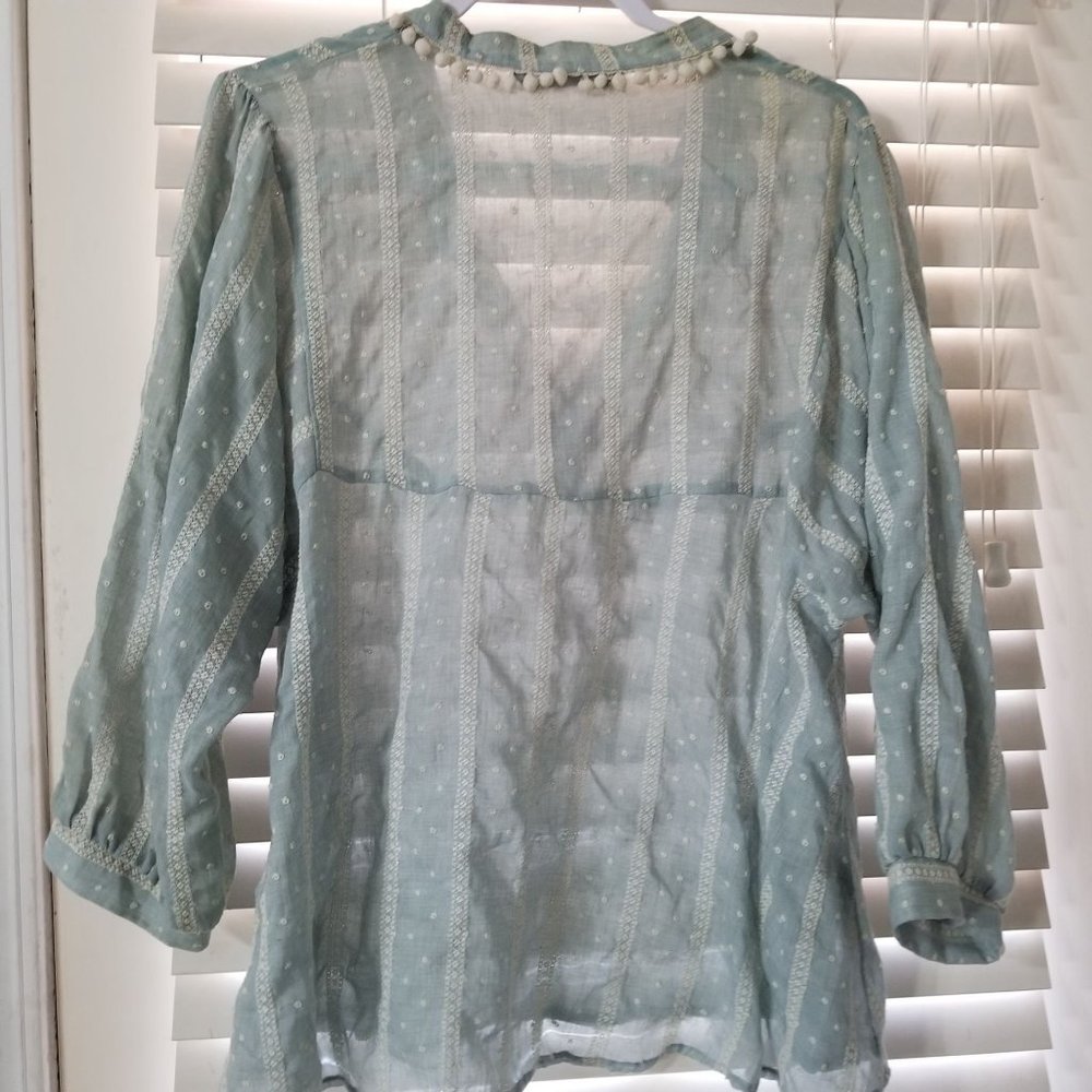 Zara medium sage and ivory BoHo blouse - Picture 4 of 4